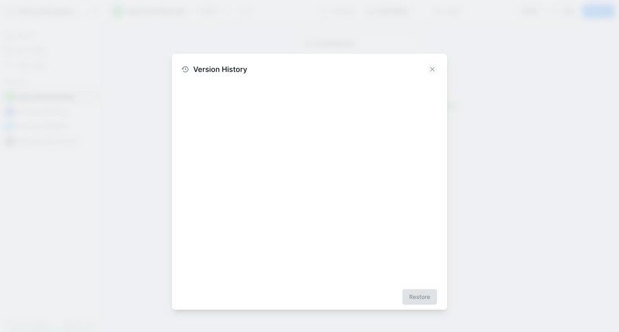 Lindy
			empty state modal & popover history workspace settings data management file management version history version control ui page example