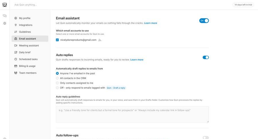 Quin
			 inbox management ui page example