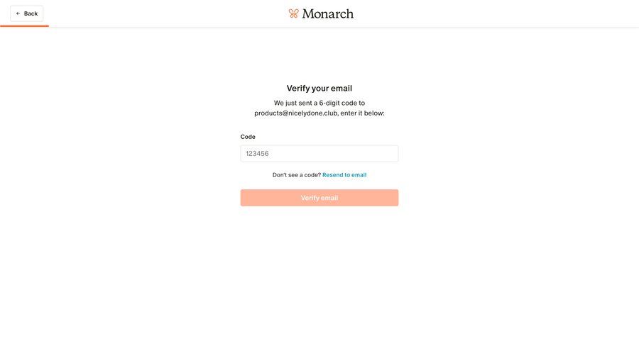 Monarch
				signup page example