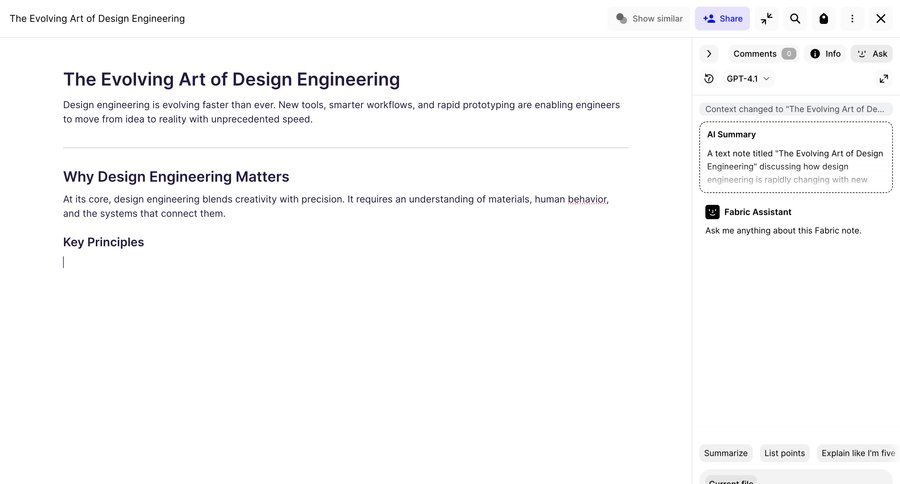Fabric
				detail page ui page example