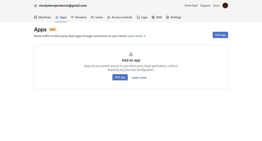Tailscale
			 configuration user settings user access control application management call to action blank state void blank non-ideal state empty page prompt setup ui page example