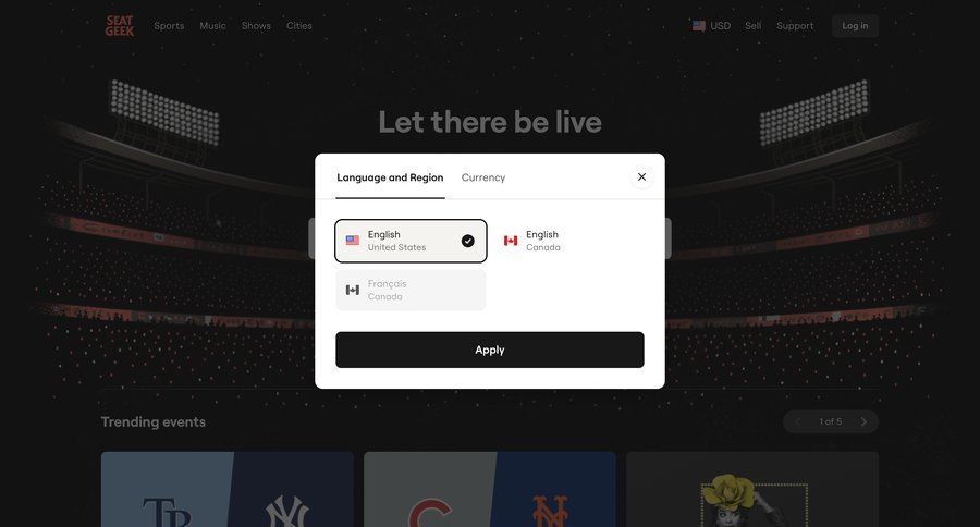 SeatGeek
				modal & popover ui page example