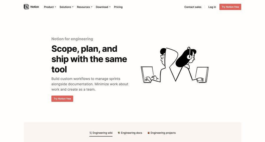 Notion
			 team collaboration project management workflow project tracking call to action media gallery progress circle documentation media assets modern importing data ui page example