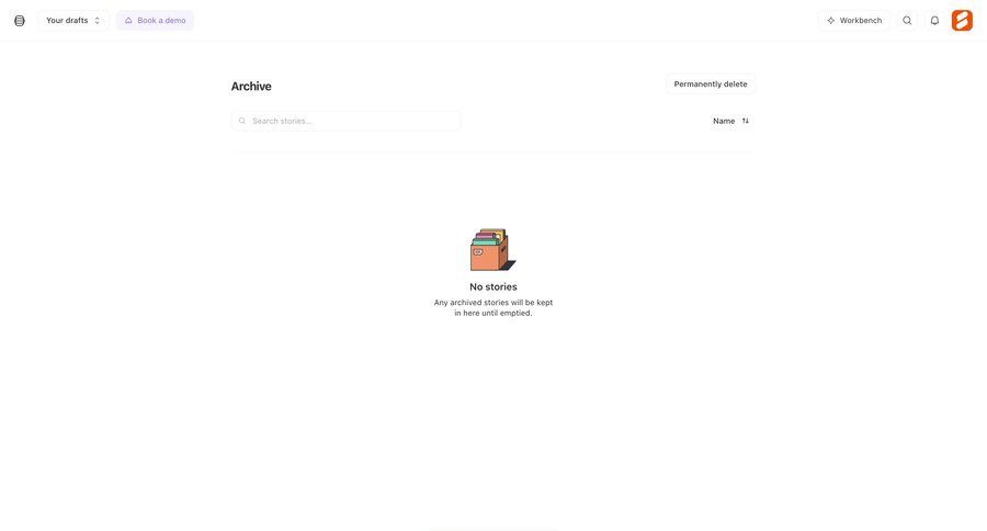 Tines
			 data management content management delete empty state message empty state illustration blank state void blank non-ideal state empty page prompt toast notification ui page example