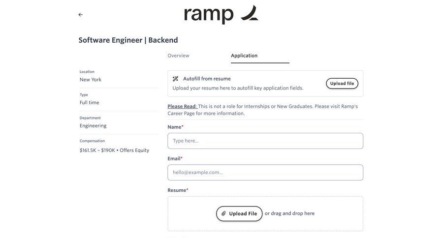 Ramp
			 drag & drop file uploader upload file career jobs job time selector ui page example