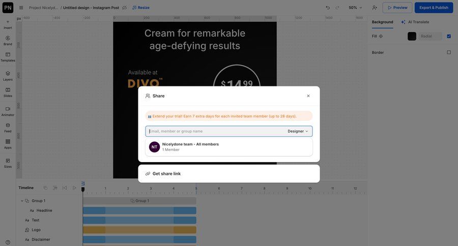 Creatopy
			share team referral & invite your friends modal & popover collaboration team collaboration editor design share modal autocomplete sharing ui page example