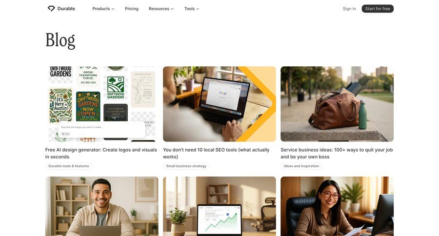 Durable
				blog ui page example