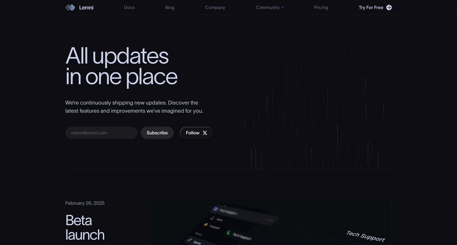 Lemni
			changelog call intelligence changelog update order tracking ui page example