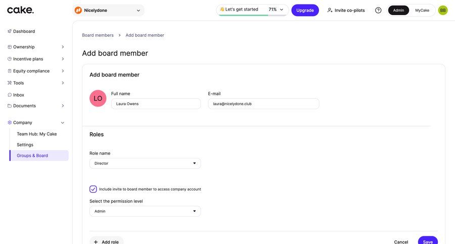 Cake
			 user invitation ui page example