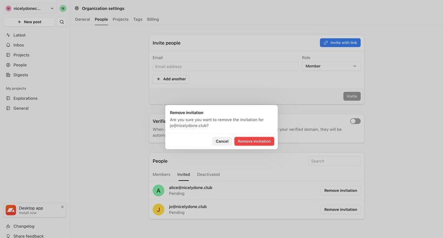 Campsite
			modal & popover remove teammate sidebar settings user management user permissions account management user invitation user role ui page example
