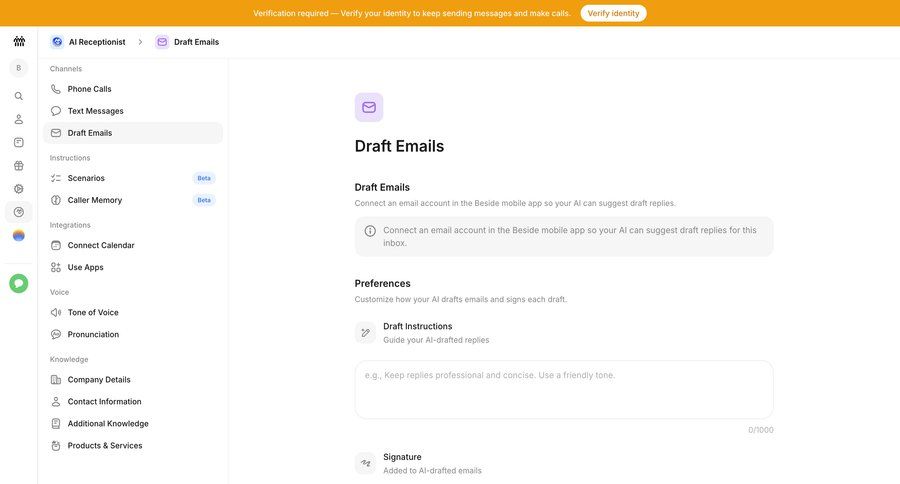 Beside
			 configuration settings email management instructions email sidebar preferences communication navigation bar integration modern voice contextual help ui page example