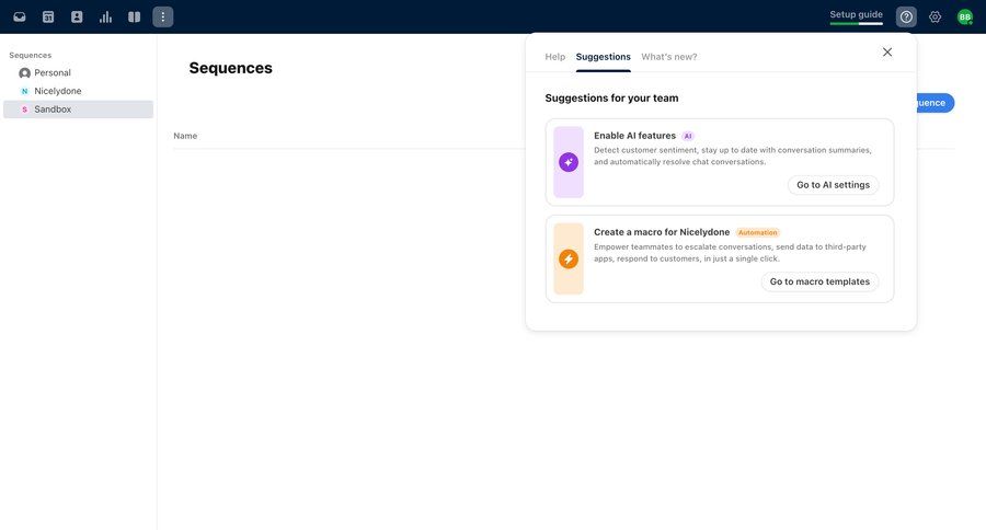 Front
			 onboarding automation suggestion artificial intelligence ai suggestions ui page example