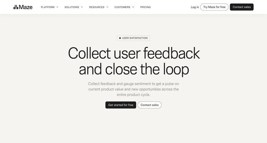 Maze
			 feedback collection product discovery ui page example
