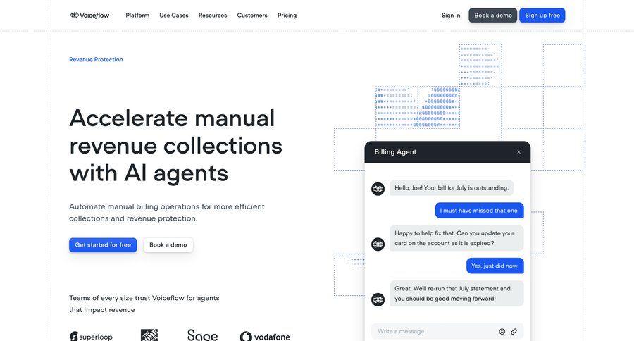 Voiceflow
			 billing automation ui page example