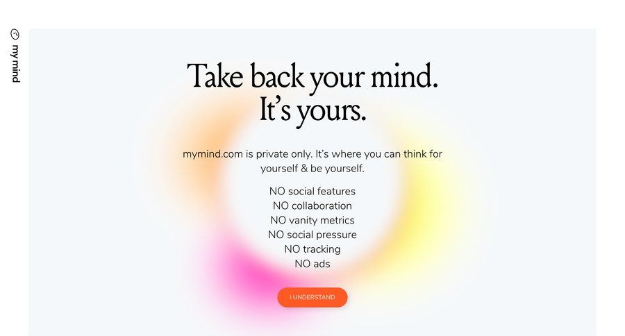Mymind
			 onboarding setup on boarding mobile data security ui page example