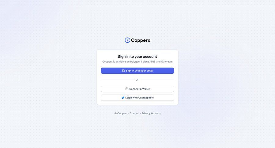 Copperx
				signin page example