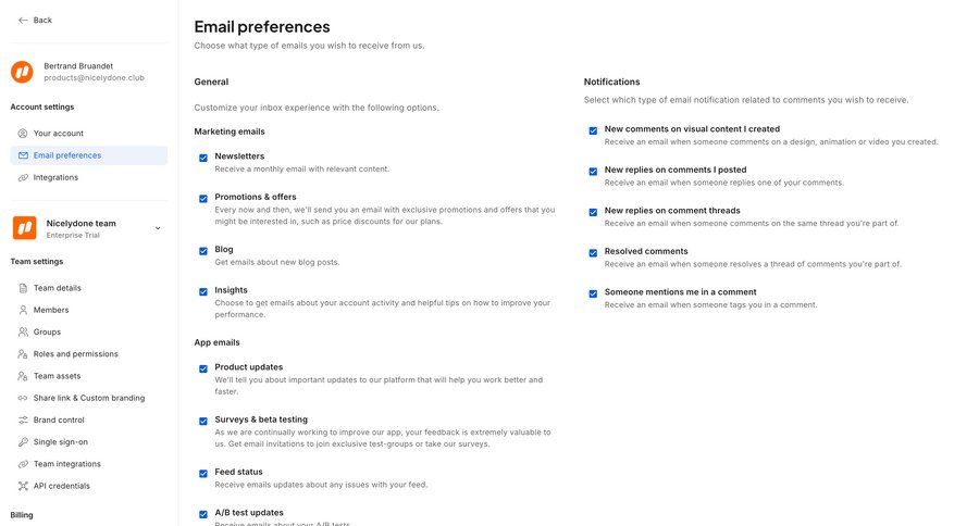 Creatopy
			 settings sidebar navigation onboarding account setup account settings notification management email sidebar preferences notification settings ui page example