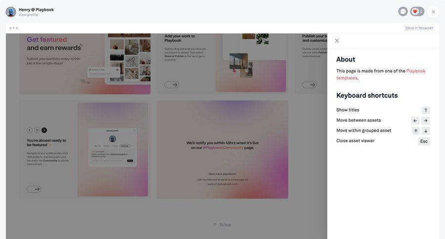 Playbook
			modal & popover keyboard shortcuts grid onboarding design content discovery keyboard shortcuts shortcuts hotkeys quick actions quick keys pagination ui page example