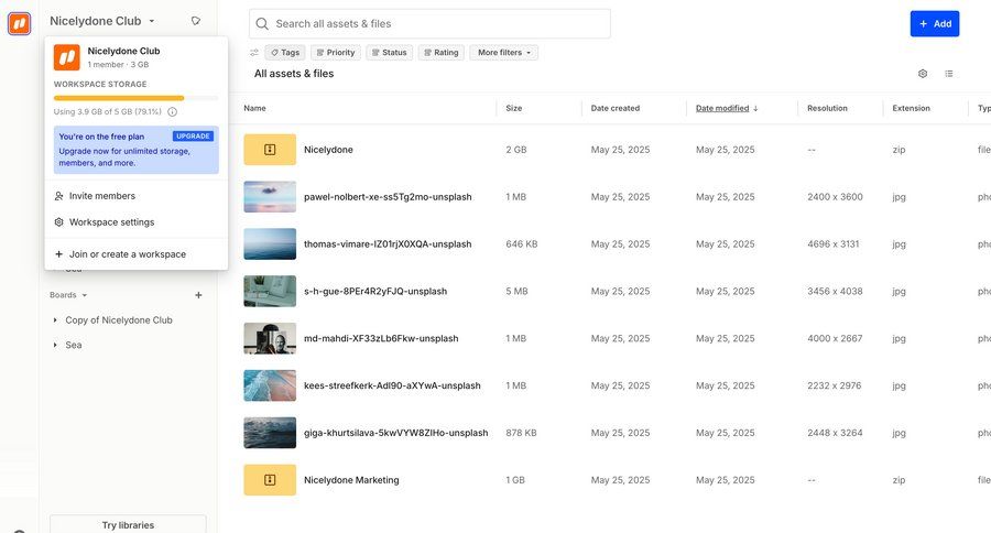 Air
			 file management file organization full-screen layout hierarchical navigation sidebar table data grid ui page example