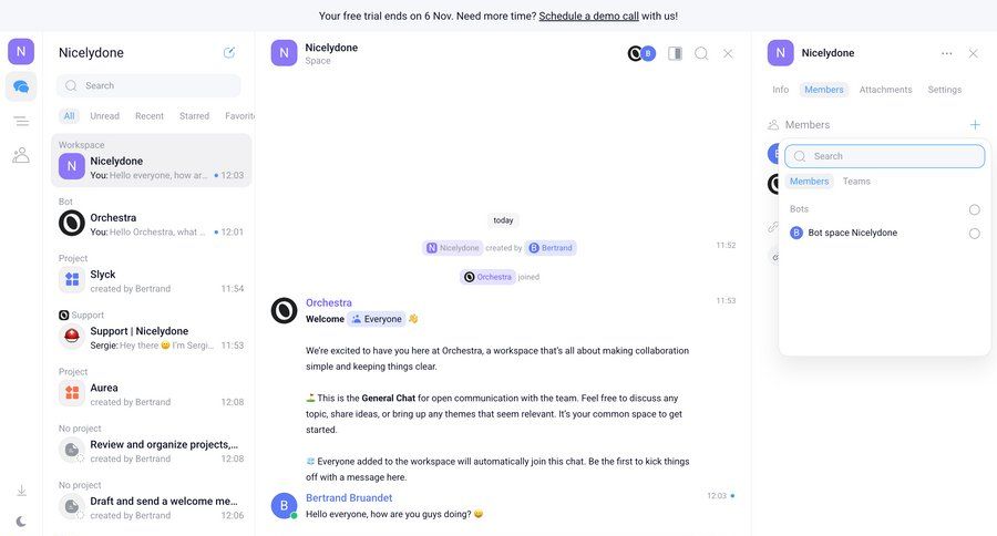 Orchestra
			 collaboration settings ui page example