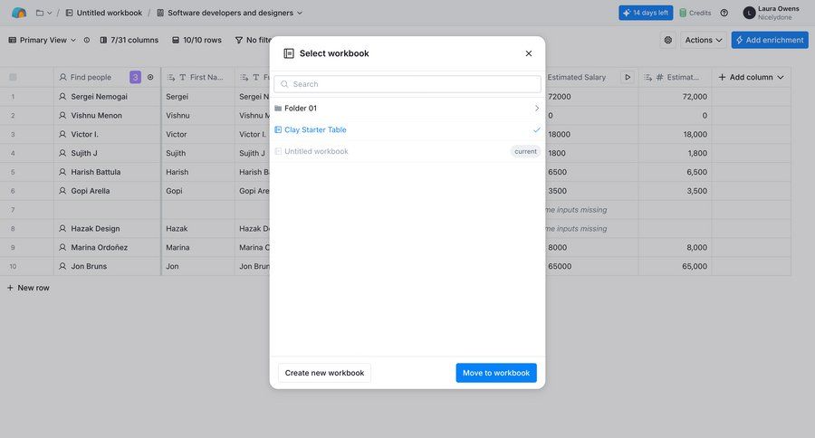Clay
			 modal screen data management file management file organization create search bar ui page example