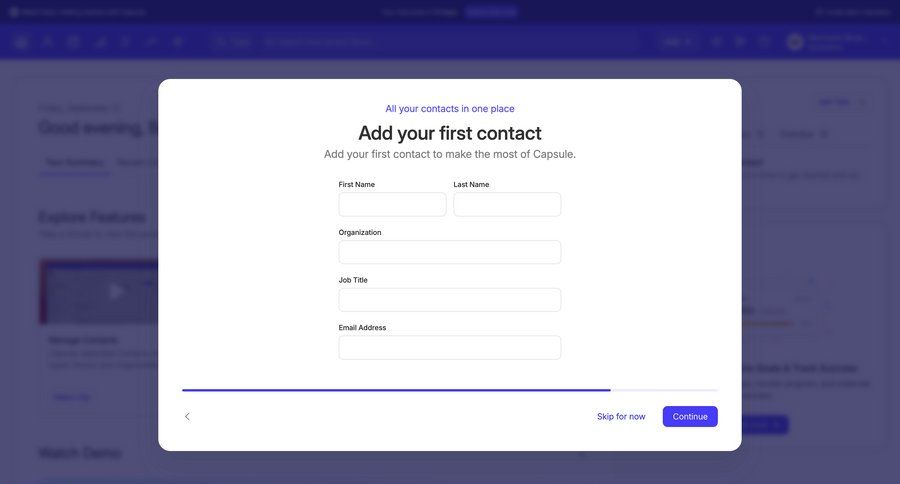 Capsule
			create onboarding form modal & popover onboarding form progress bar ui page example