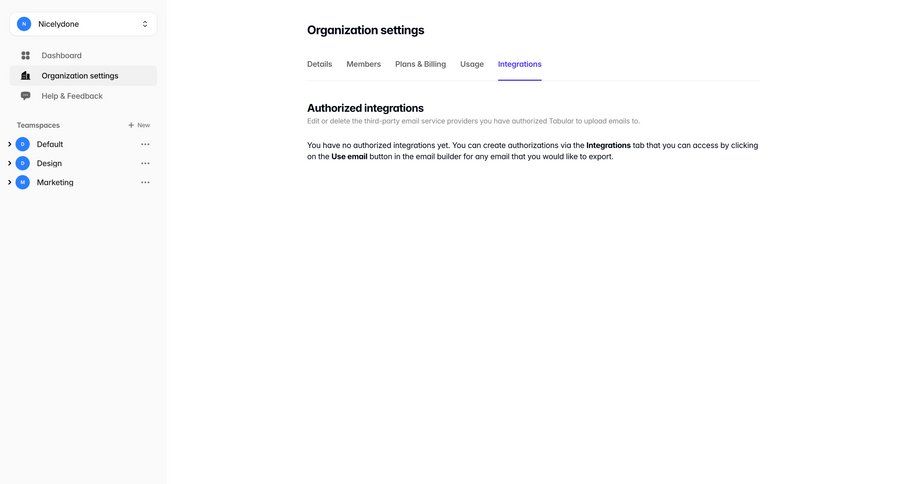Tabular
			 configuration settings sidebar navigation integration management ui page example