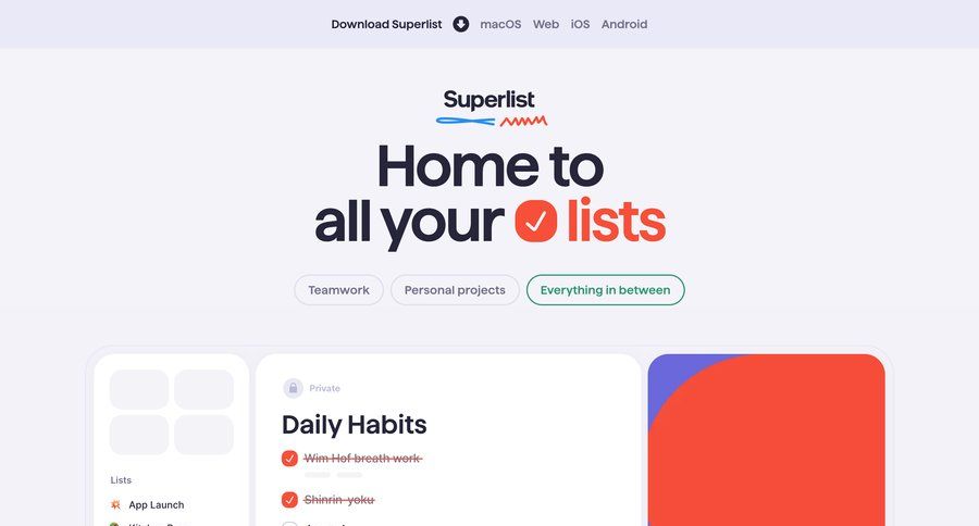 Superlist
			 coming soon homepage home page media assets search suggestions offline mode suggestion ui page example