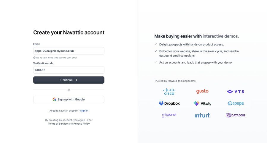 Navattic
			 email verification ui page example