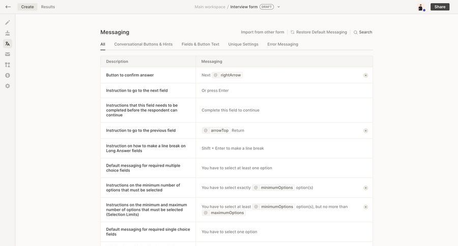 QuestionScout
			 configuration settings task communication table conversational contextual help ui page example