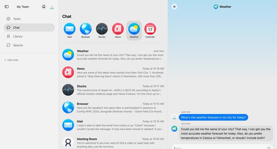Cobot
			 sidebar navigation finance conversational ui communication chat menu chat interface ui page example
