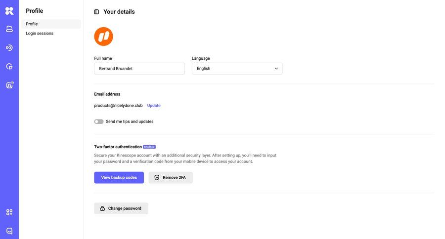 Kinescope
			 settings account management form account security profile settings account settings form layout profile management password management sidebar user profile change password ui page example