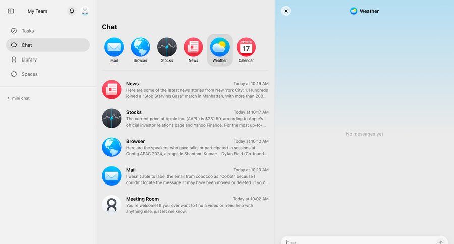 Cobot
			 communication chat suggestion ui page example
