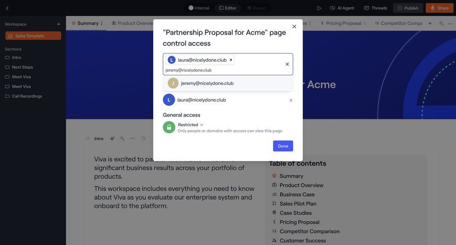 Dock
			 access control document sharing ui page example