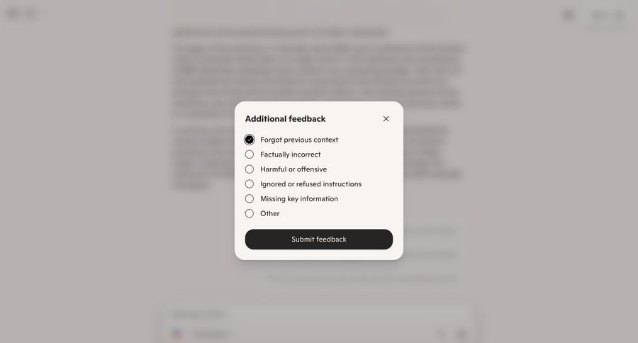 Copilot
			form modal & popover share feedback artificial intelligence form feedback collection ui page example