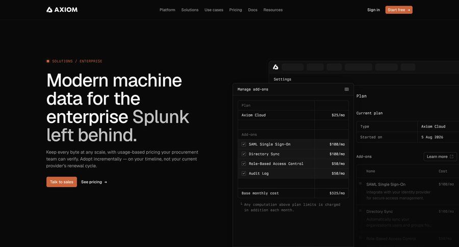 Axiom
				plans & pricing ui page example