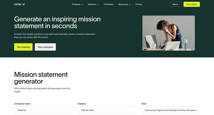 Ramp
			values feature guide tools features pricing calculator features management ui page example
