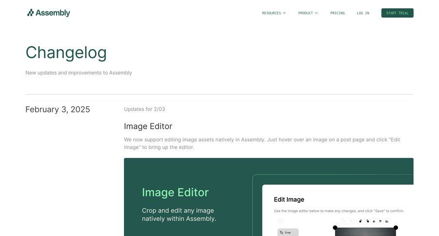 Assembly
			changelog changelog update ui page example