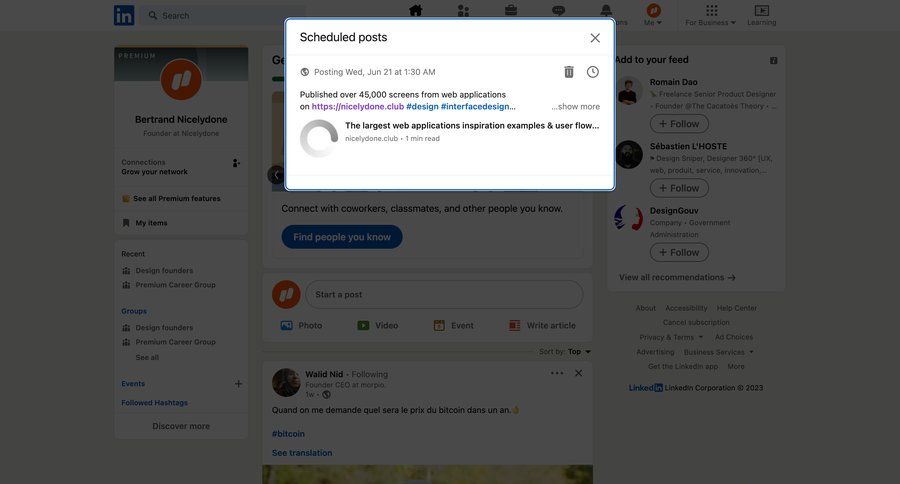 Linkedin
			 content management content scheduling ui page example