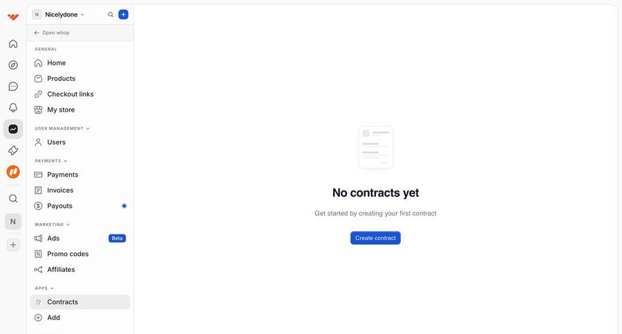 Whop
			 e-commerce dashboard sidebar navigation user management onboarding hierarchical navigation sidebar user navigation bar modern ui page example