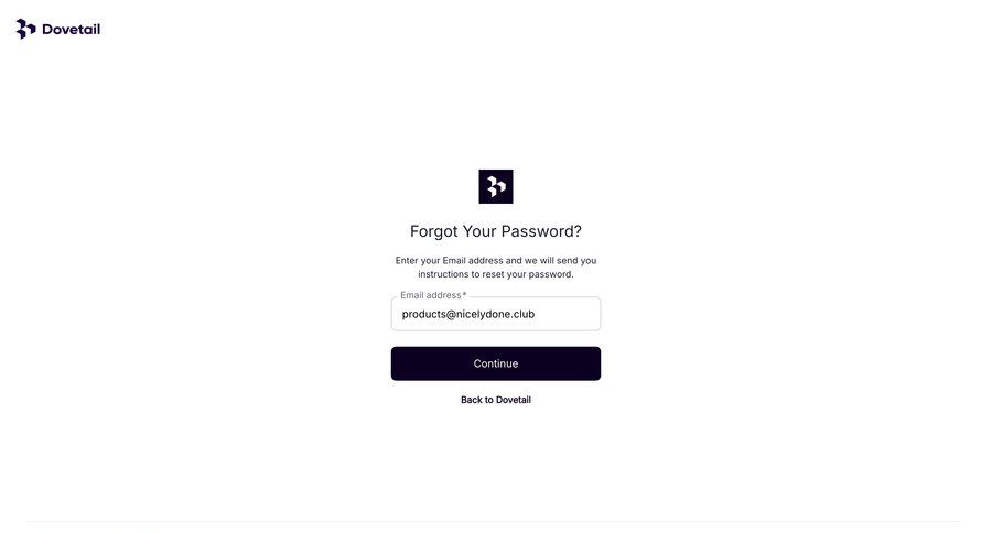 Dovetail
				password reset ui page example