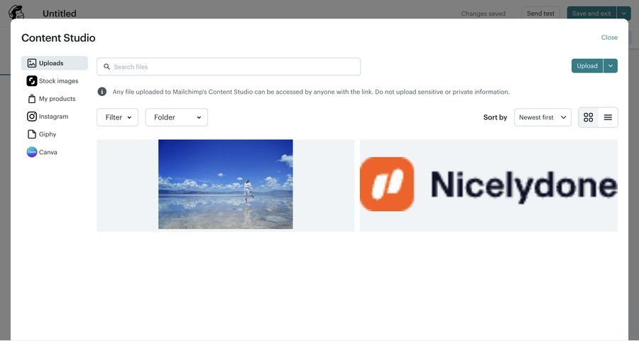Mailchimp
			 file management file picker ui page example