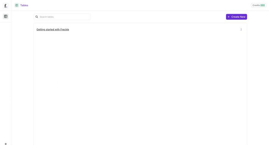 Freckle
			empty state create list data management grid sidebar create ui page example