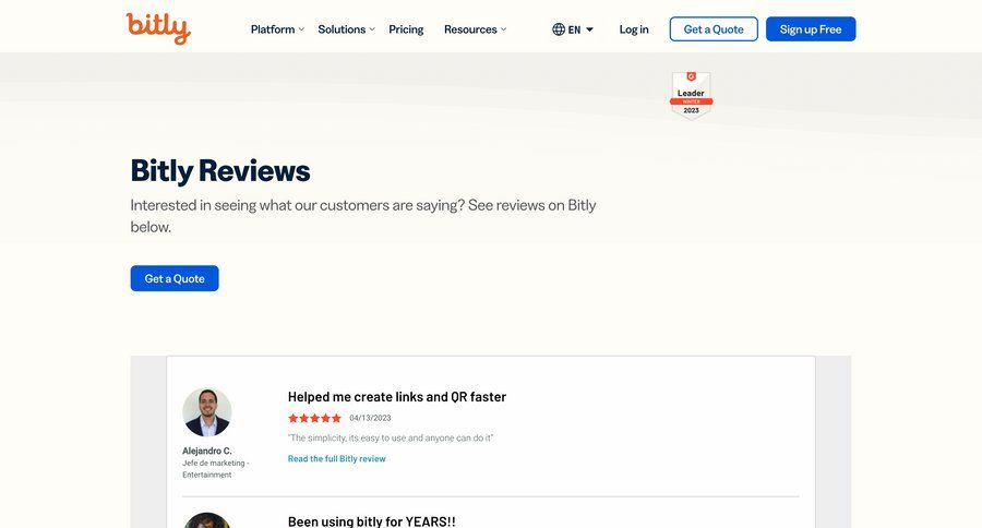 Bitly
			 grid media gallery testimonials case studies customer stories review ui page example