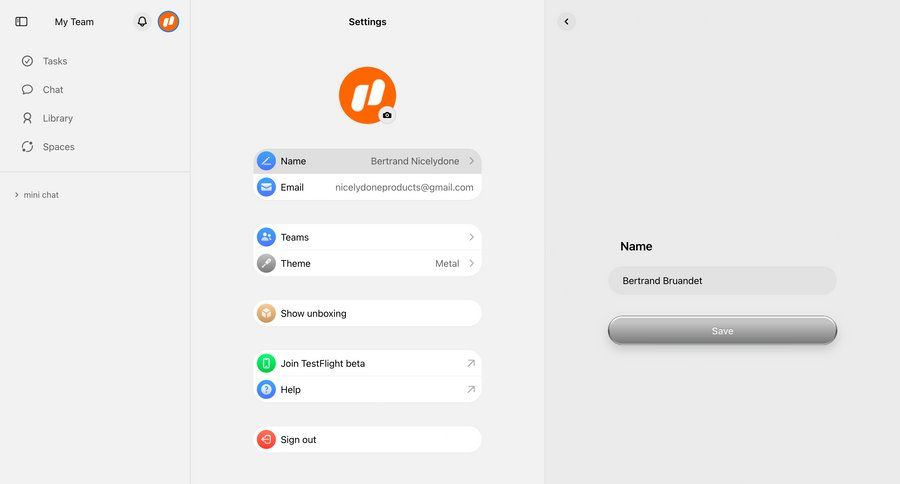 Cobot
			 settings account management hierarchical navigation user profile preferences ui page example
