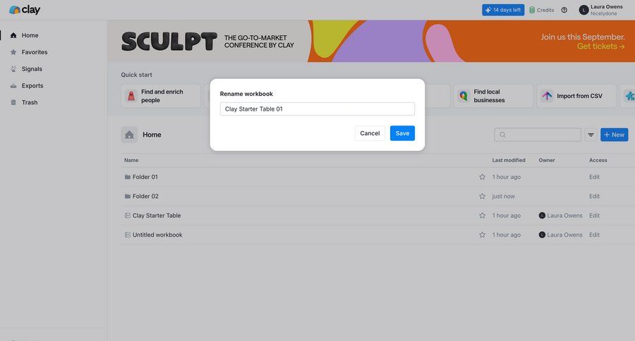 Clay
			 modal screen data management dashboard grid file management trial banner document list ui page example
