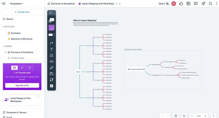 Whimsical
			 collaboration project management templates sidebar create menu maps map view mind mapping ui page example