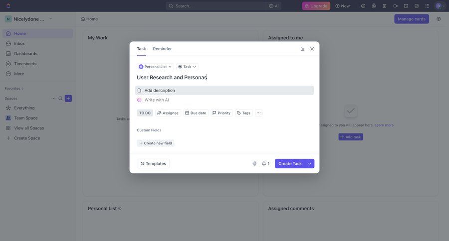 ClickUp
			 task management sidebar navigation project management form templates project organization upgrade modal ui page example