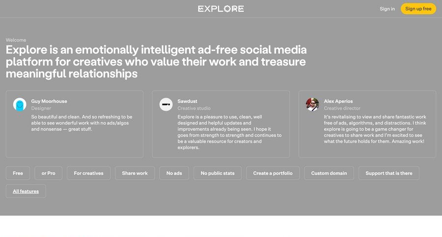 Explore
				 page example