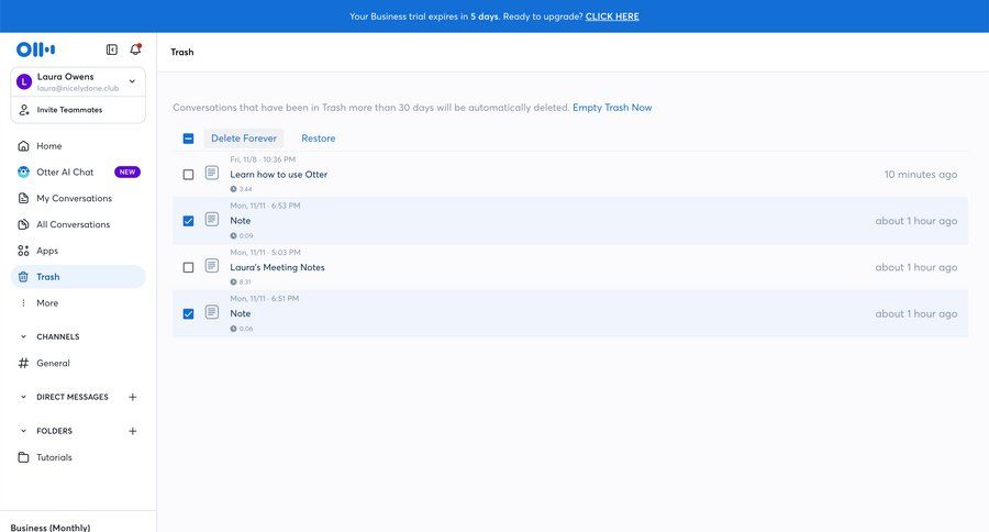 Otter
			 content management sidebar navigation account management list management trial banner trial checkout sidebar tips junk conversational ui page example